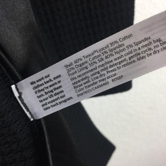 Eileen Fisher Black Geometric Cardi Jacket Small Stretch Textured Open Lagenlook - Picture 6 of 15